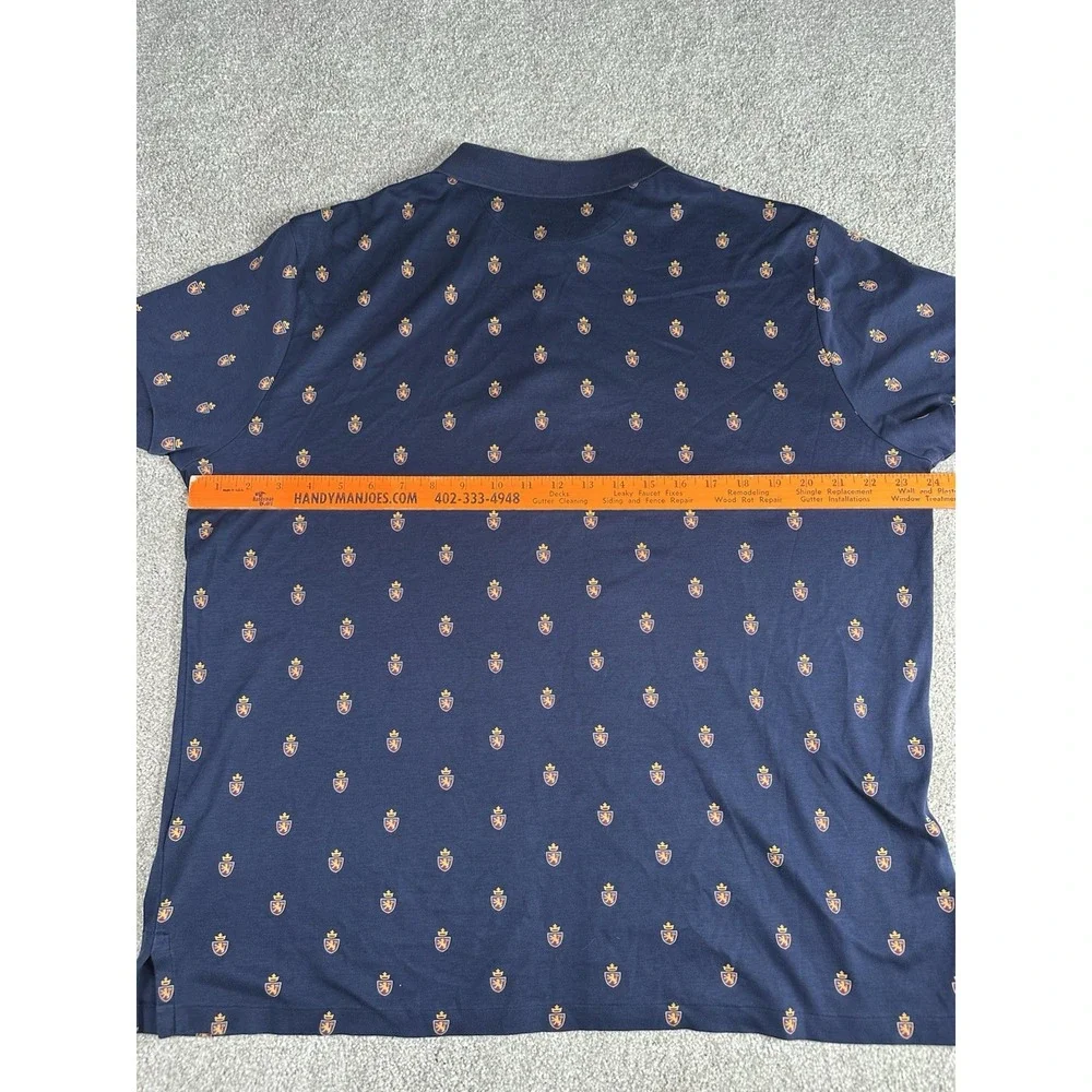 Polo Ralph‎ Lauren Men's XL Classic Fit Crest Print Polo Shirt Navy Blue Preppy